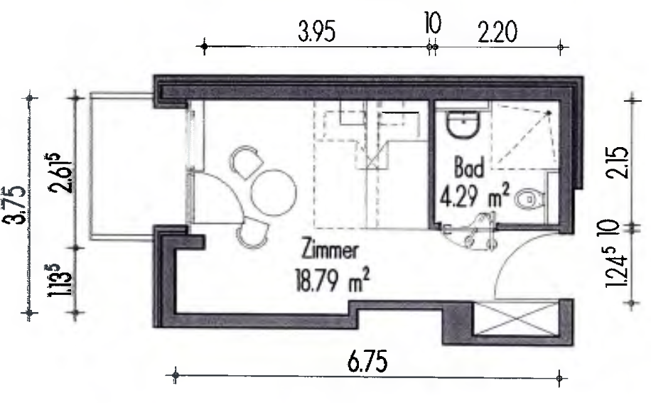 Grundriss Einzelzimmer